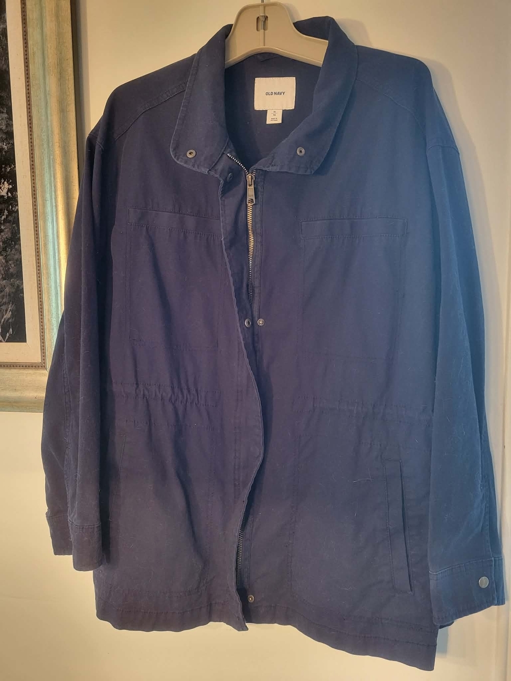 Old Navy Women's Dark Navy Field Jacket with Zip & Snap Front